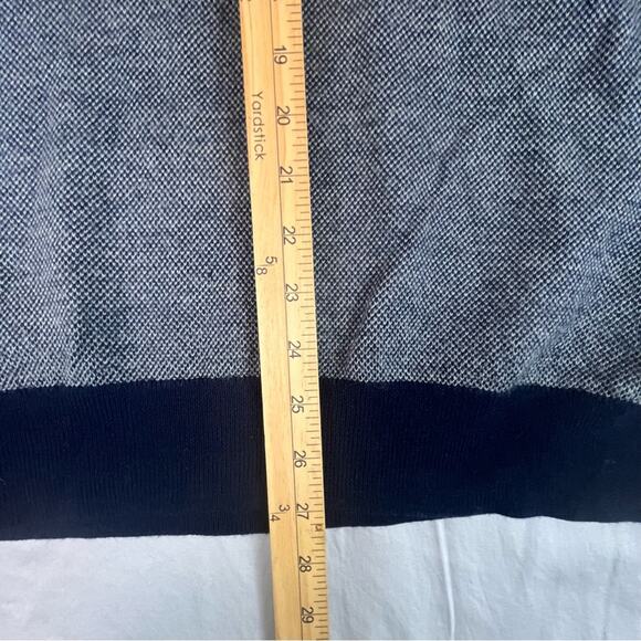 Banana Republic Merino Wool Sweater Mens Large Shawl Collar Blue Birdseye Knit - Picture 8 of 9